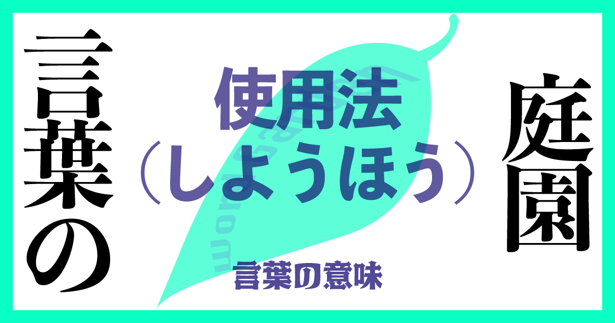 「使用法(しようほう)」の意味とは？ 使い方まで徹底解説！